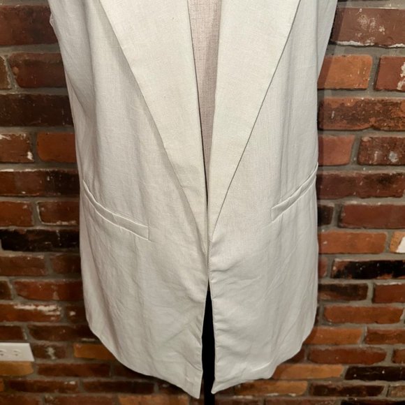 Happily Grey Ecru Sleeveless Open Front Linen Vest Size Large - Picture 4 of 8